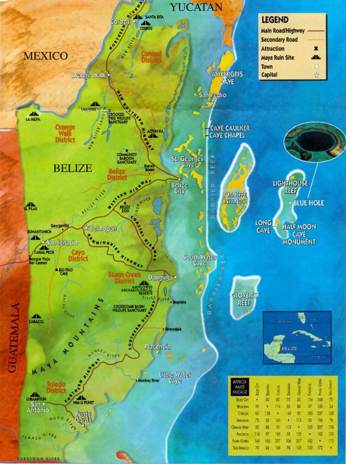 Belize ruiner karta
