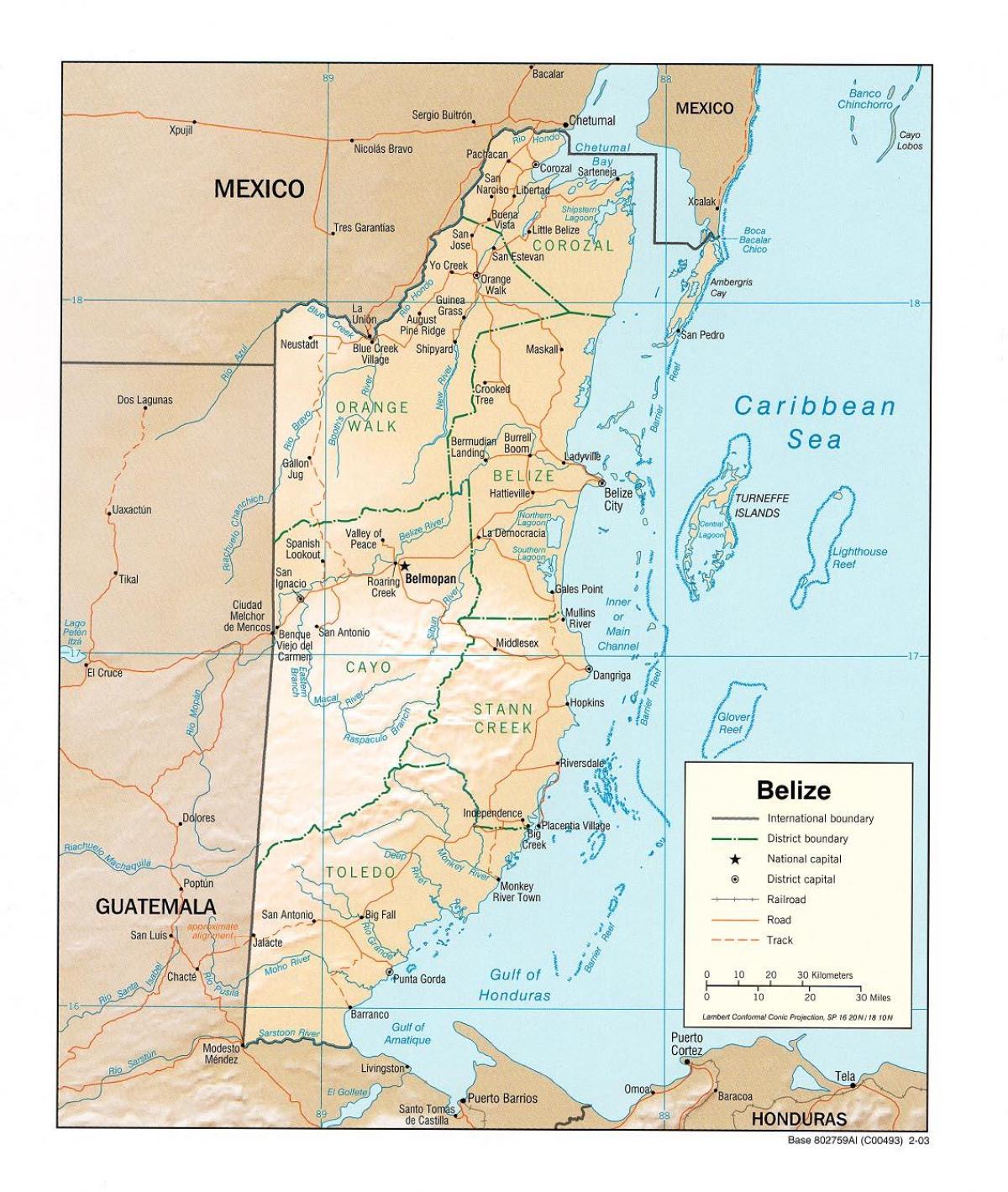 karta som visar Belize