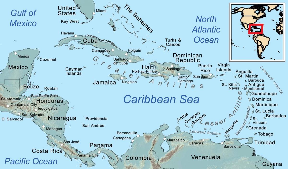 karta Belize och de omgivande öarna