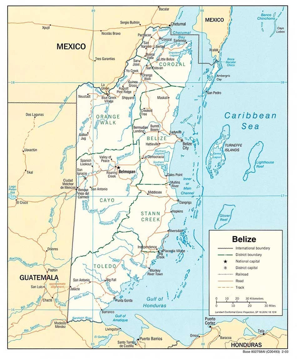 Belize floder karta
