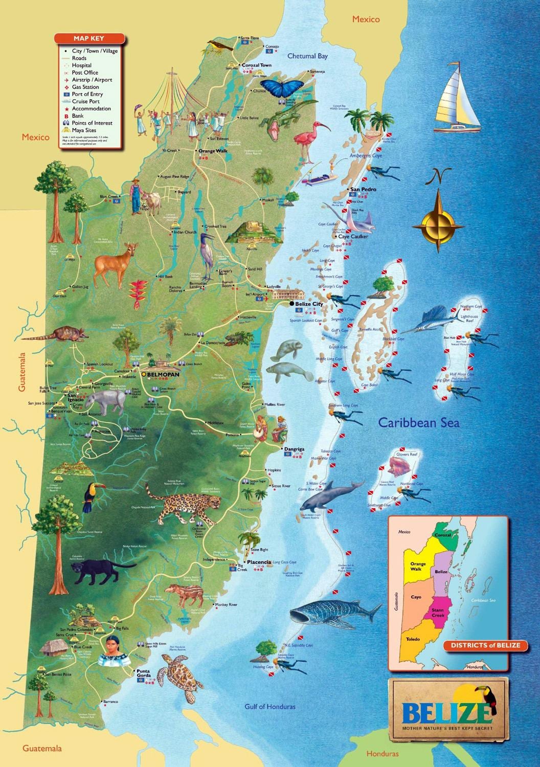 Karta Belize vattenfall