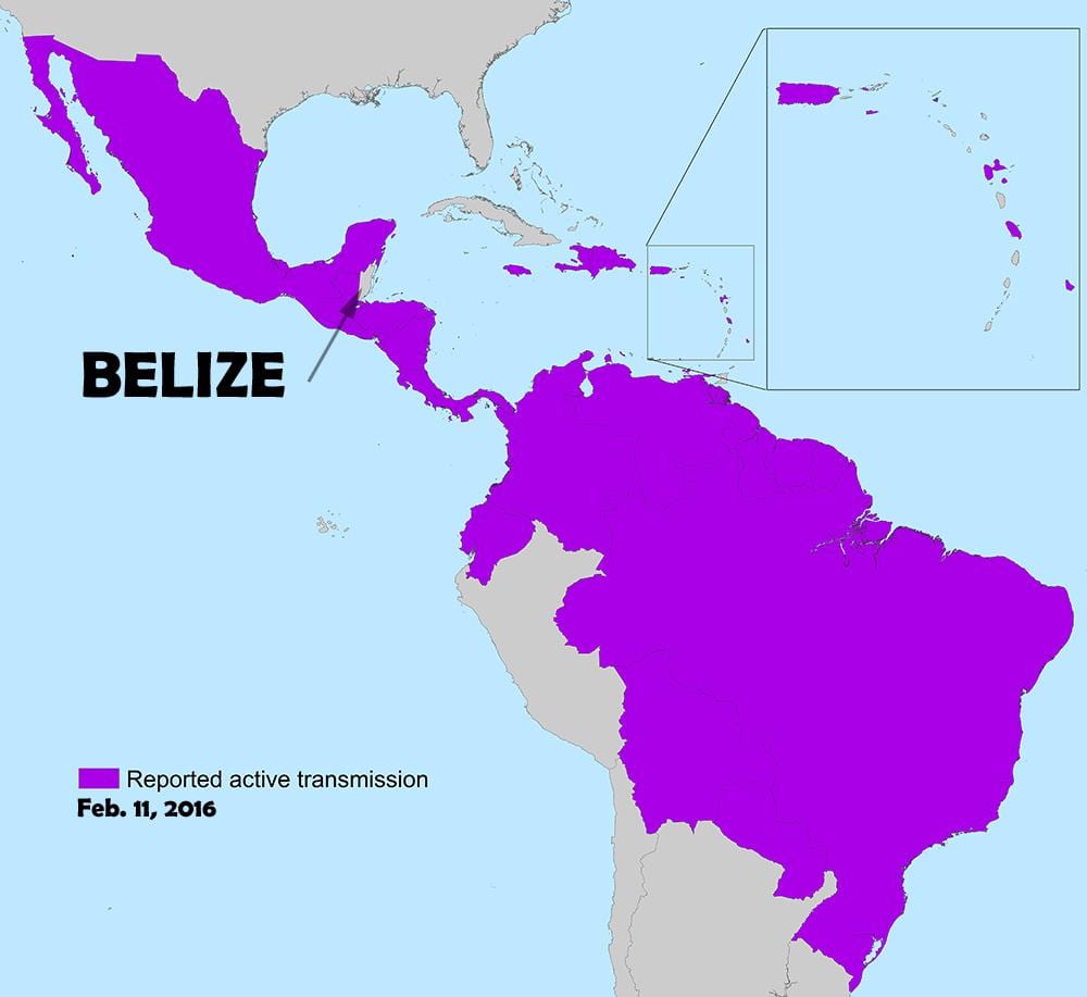 Karta Belize zika