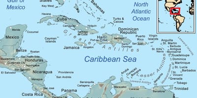Karta Belize och de omgivande öarna