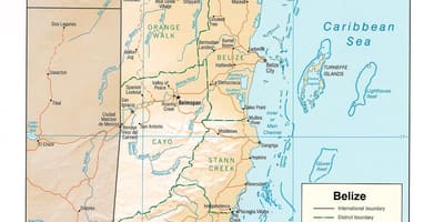 Karta som visar Belize
