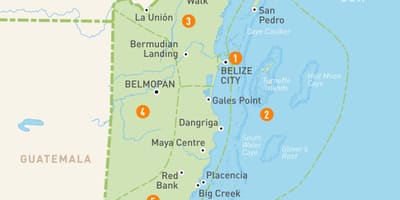 Karta Belize och omgivande länder