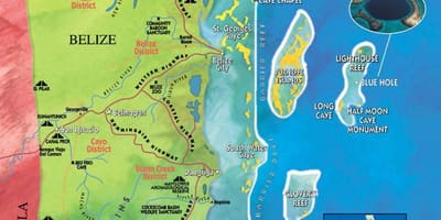 Karta över tobacco caye i Belize